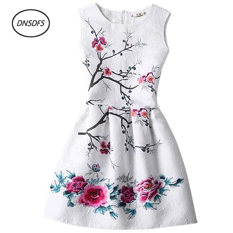 Teenagers Party Dress 2018 New Summer Butterfly Floral Print Teenagers