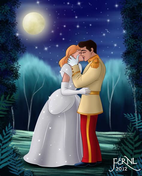 A Painting Of A Couple Kissing In The Woods Under A Full Moon And Stars Sky