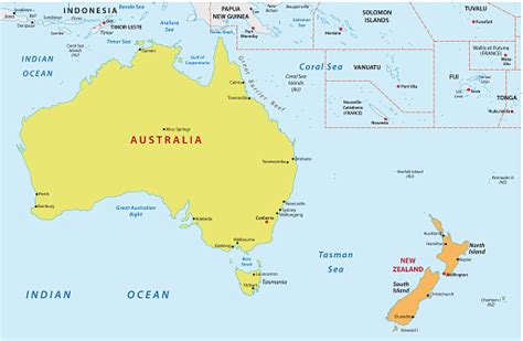 Ilustración De Mapa De Australia Y Nueva Zelanda Y Más Vectores Libres