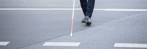 Blind Person Crossing Street Stock Image Image Of People Disable