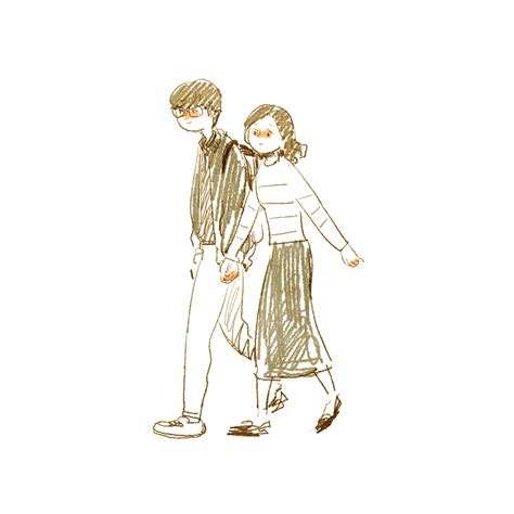 A Drawing Of Two People Standing Next To Each Other