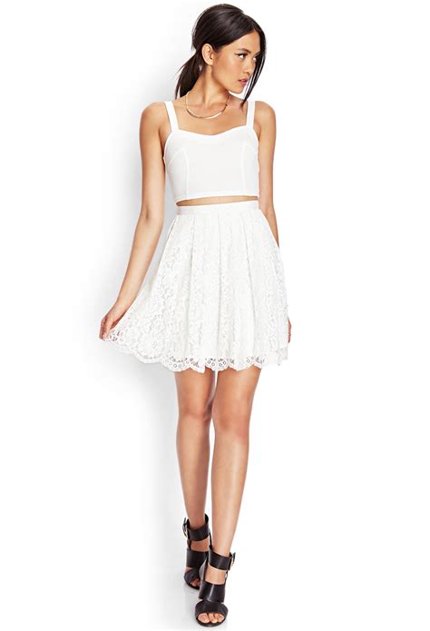 Forever 21 Floral Lace A Line Skirt In White Lyst