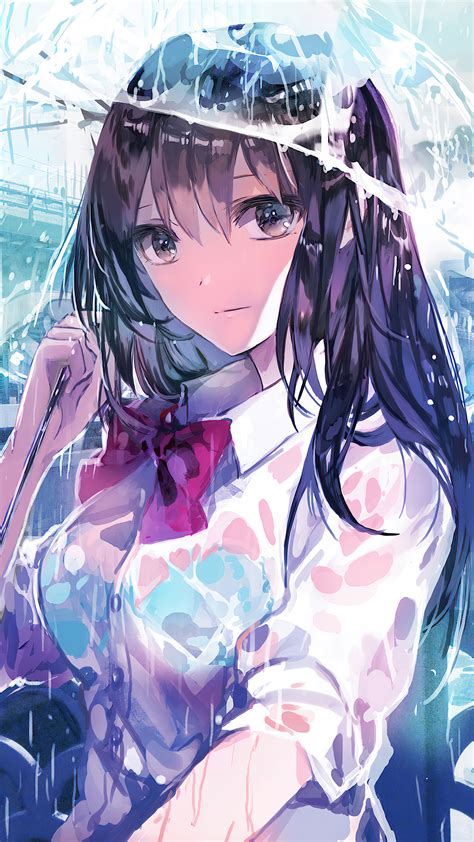 322932 Anime Girl Umbrella Raining 4k Phone Hd Wallpapers Images