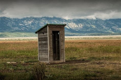 Old Outhouse By The John Moulton Farm In Mormon Row In The Great Teton