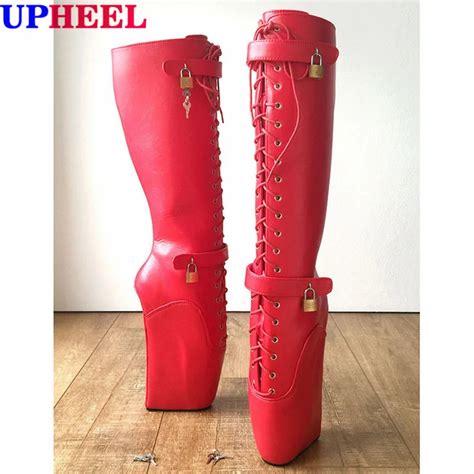 buy upheel knee high boots laceup 18cm heel with strange style sexy ballet