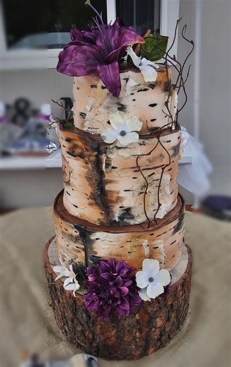 Birch Bark Wedding Cake Creative Cakes Cake Fondant Cakes