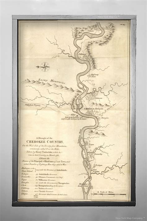 1765 Map Little Tennessee River A Draught Of The Cherokee Etsy