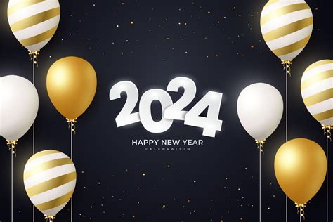 Happy New Year 2024 Festive Realistic Decoration Celebrate 2024 Party