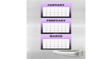 3 Month Purple Blank Calendar By Janz Magnetic Dry Erase Sheet Zazzle