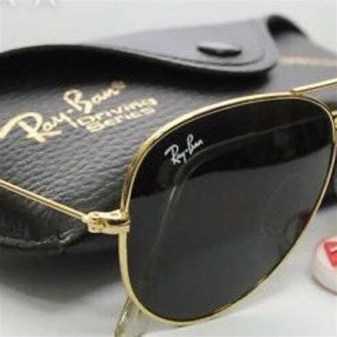 Sunglasses Ray Ban Aviator Rb3025 Gold Frame Black Lens Etsy