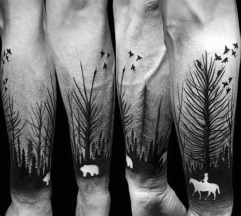 50 Tree Line Tattoo Design Ideas For Men Timberline Ink Forest
