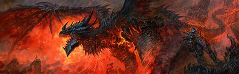 Wallpaper 2880x900 Px Artwork Cataclysm Deathwing Dragons Of
