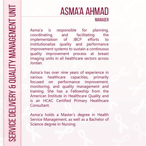 Asma Ahmad Jordan Breast Cancer Program