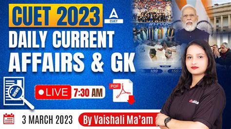CUET 2023 Daily Currents Affairs 03 March 2023 Current Affairs