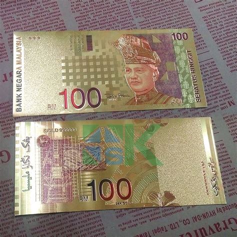 Malaysia ringgits banknotes for sale. Malaysia 100 Ringgit Banknote Gold foil plated Banknote ...