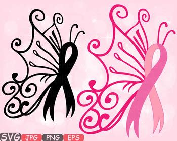 Breast Cancer Butterfly SVG swirl Props clipart Awareness ribbon