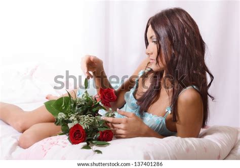 Beautiful Sexy Woman Lying On Bed Stock Photo Shutterstock
