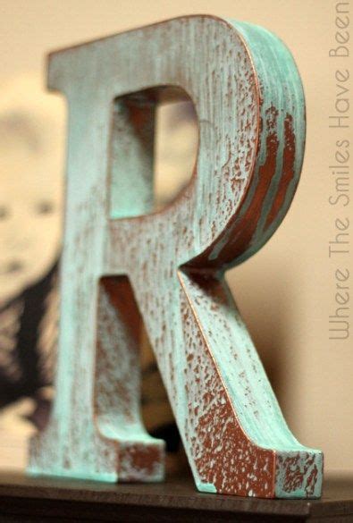 Do it yourself wood lettering. DIY Faux Copper Letter Aged with Blue Patina | Copper ...