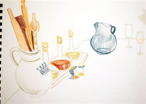 Drawing Food Styling Art Table Kitchen Food Drawing Art