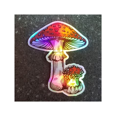 Mushroom Sticker Holographic Hologram Magic Hippie Psychedelic Etsy
