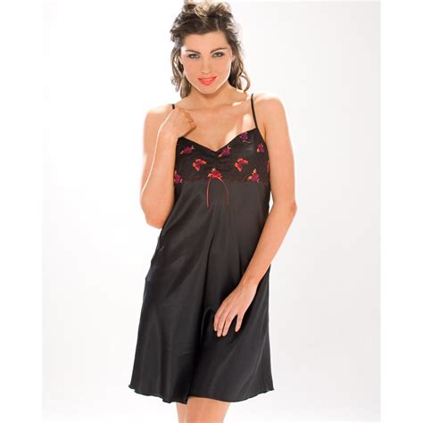 Womans Satin Black Chemise