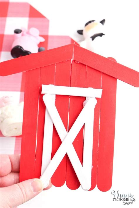 Popsicle Stick Barn Preschool Craft Your Kids Will Love