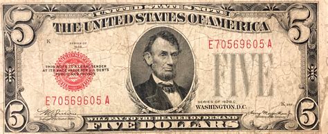 5 Dollars United States Note Red Seal Left United States Numista