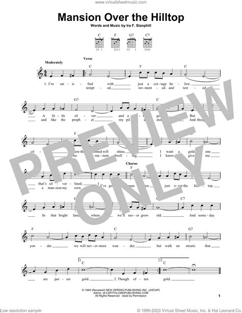 Mansion Over The Hilltop Sheet Music For Guitar Solo Chords