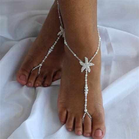 Starfish Beaded Barefoot Sandals Anklet Beach Wedding Etsy