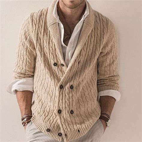 Beige Casual V Neck Sweater Beige 2xl In 2021 Mens Fashion