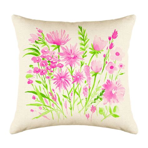 Pink and Green Botanical Floral Throw Pillow Cover ...
