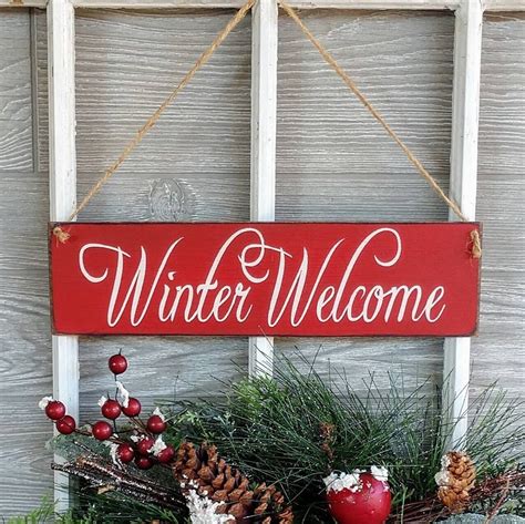 Winter Welcome Sign Wood Sign Winter Decor Christmas Decor Etsy