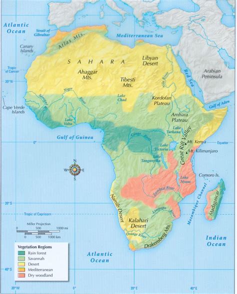 Africa Map Physical Features Labeled Blank