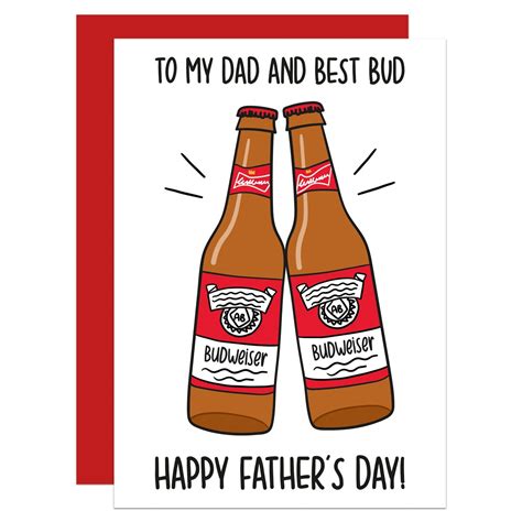 Beer Fathers Day T Bud Pun Dad A6 Card Funny T For Dad
