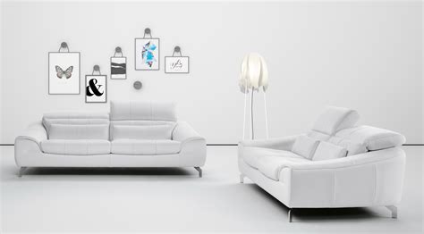 White Sofa Set In Soft Leather With Color Options San