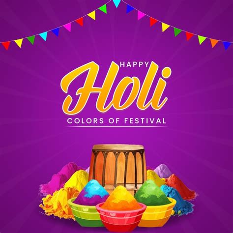 Premium Psd Happy Holi Festival Of Colors With Colorful Gulal