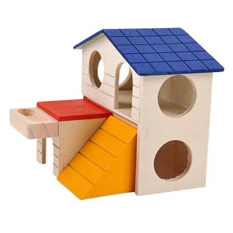 Foldable Natural Wooden House Hamster Toy Hamster Cage Decoration