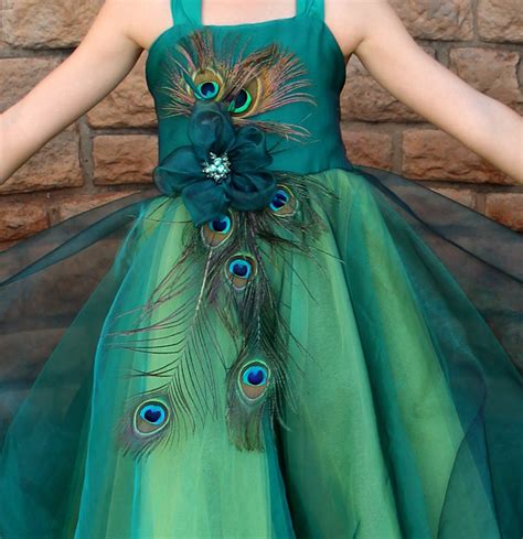 Peacock Feather Wedding Dress For Girls Peacock Feather Etsy