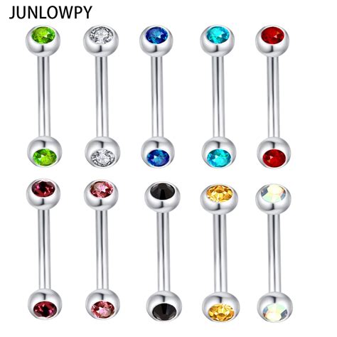 JUNLOWPY Surgical Steel Eyebrow Rings 14g Gold Black Silver Body
