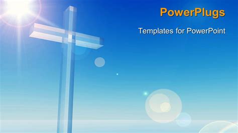 Powerpoint Template A Bluish Background With A Cross 6943
