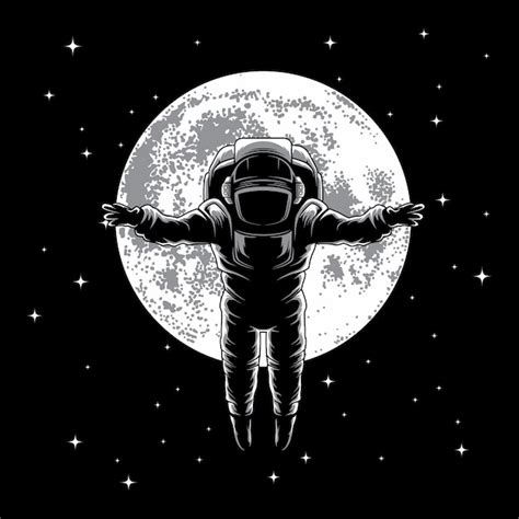 Premium Vector Astronaut On The Moon Illustration Vector