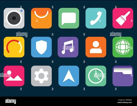 Vector Illustration Mobile Application Icon Set Stock Vector Image