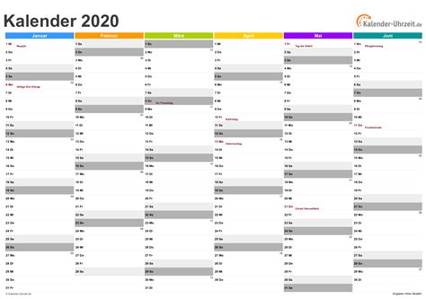 Hier finden sie den kalender 2021 mit nationalen und anderen feiertagen für deutschland. KALENDER 2020 ZUM AUSDRUCKEN - KOSTENLOS