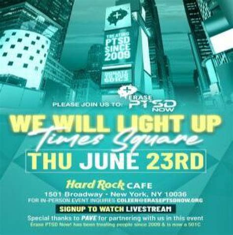 Light Up Times Square with Erase Ptsd Now!, Thursday, 23 Jun 2022 ...