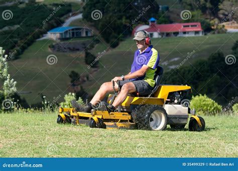 Man Ride On Lawn Mower Editorial Stock Image Image 35499329