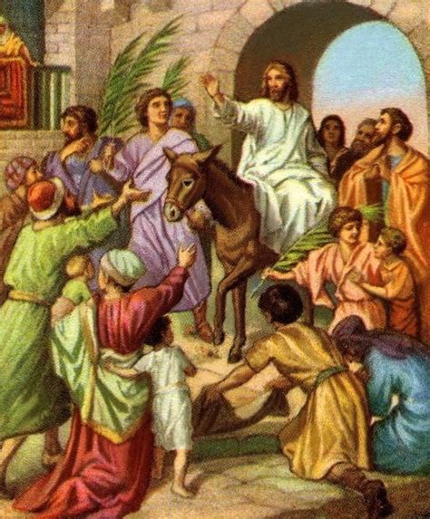 It's a day we generally associate with excitement, celebration, joy and happiness as we remember how palm branches were laid down before the i love this image of jesus, because so often in religious art, he's portrayed as anemic and wimpy. File:Jesus entering Jerusalem on a donkey.jpg - The Work ...