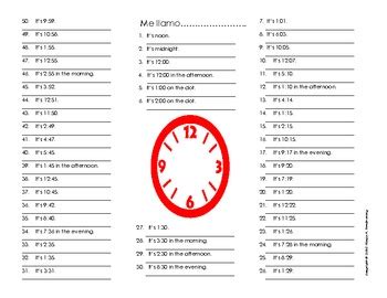 Telling Time In Spanish Cheat Sheet