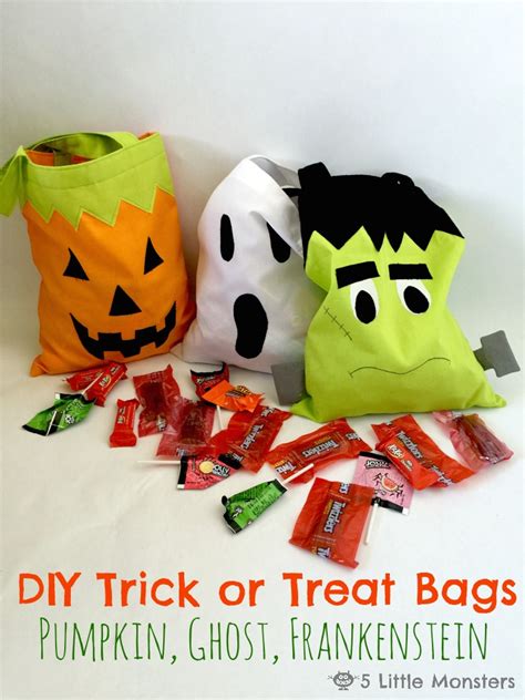5 Little Monsters Diy Trick Or Treat Bags Pumpkin Ghost