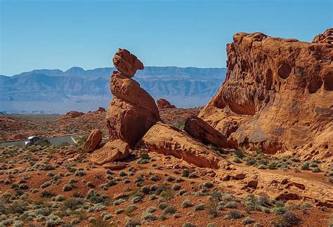 Ring Of Fire Balanced Rock Red Rocks Las Vegas Nevada Desert