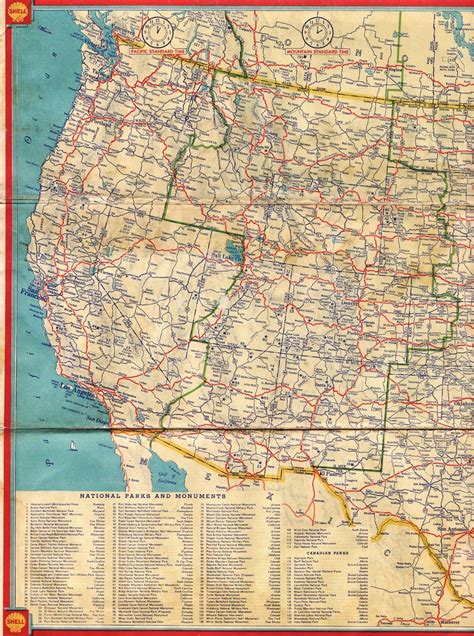 1934 Shell Road Map This Western United States Highway Indiana